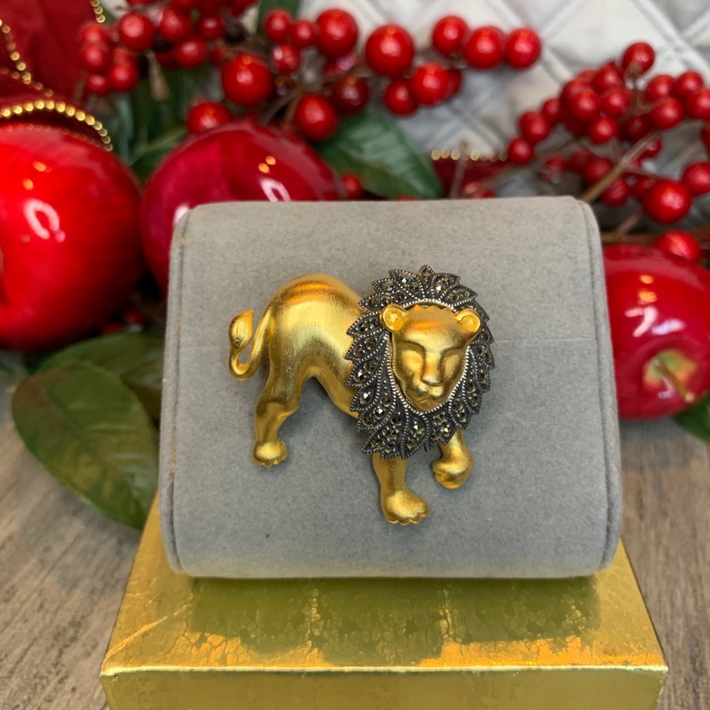 Judith Jack Vintage Lion Marcasite Brooch - Picture 1 of 6
